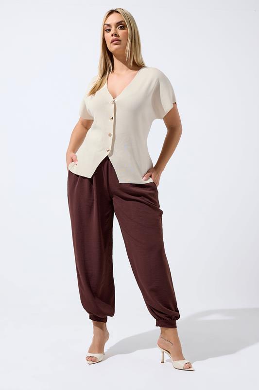 LIMITED COLLECTION Plus Size Natural Brown Compact Knitted Top | Yours Clothing 1