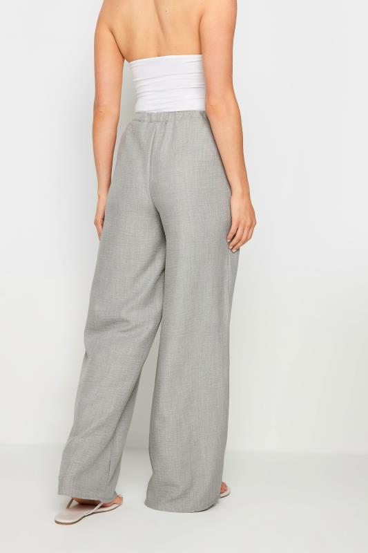 LTS Tall Women's Light Grey Textured Wide Leg Trousers | Long Tall Sally 4