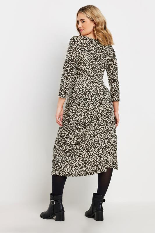 M&Co Natural Brown Leopard Print Midi Dress | M&Co 4