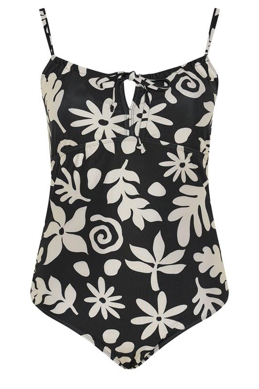 YOURS Plus Size Black Abstract Floral Print Swimsuit | Yours Clothing 8