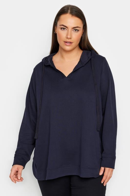 Plus Size  Avenue Navy Blue Quarter Zip Sweatshirt