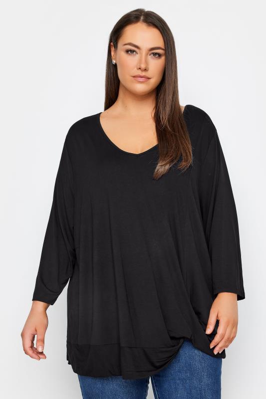 Evans Black Twist Hem Top 1