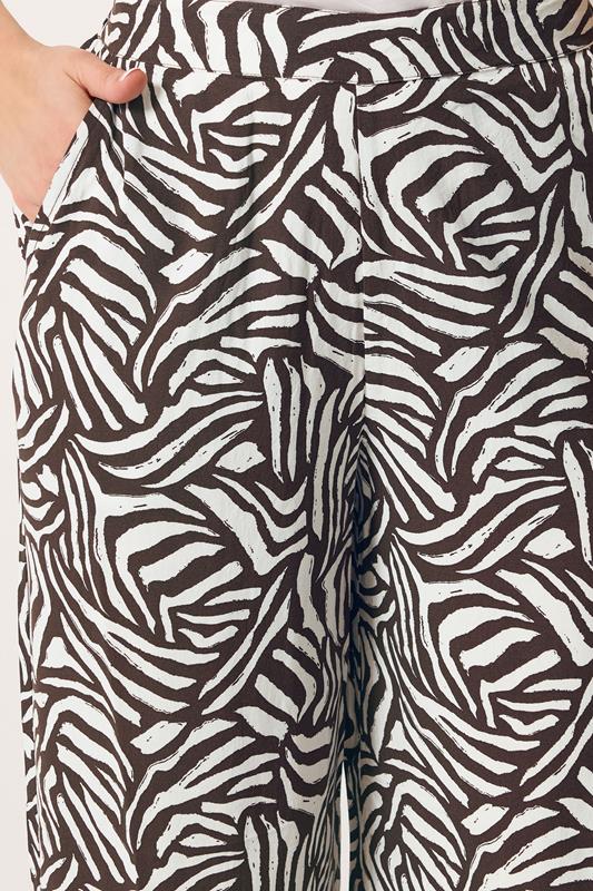 LTS Tall Women's Chocolate Brown Zebra Print Wide Leg Trousers | Long Tall Sally 4