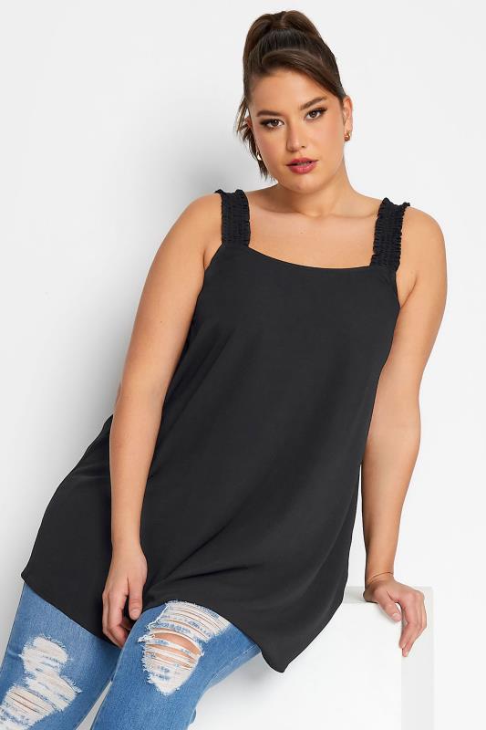 Plus Size  LIMITED COLLECTION Curve Black Shirred Strap Cami Top