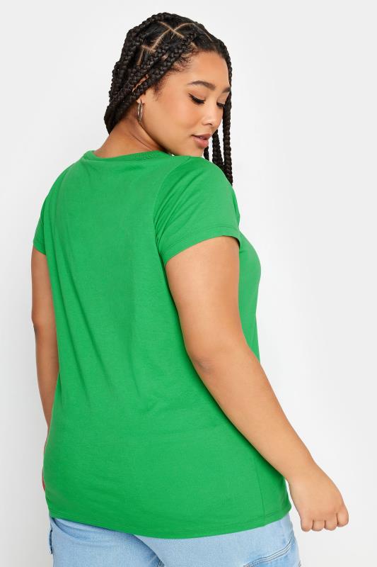 YOURS Plus Size Green Cotton Blend T-Shirt | Yours Clothing 3