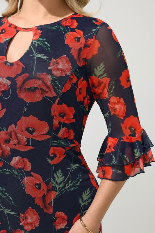 YOURS LONDON Plus Size Navy Blue Floral Keyhole Dress | Yours Clothing 4