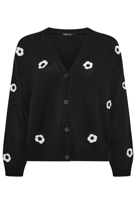 YOURS Plus Size Black Applique Flower Cardigan | Yours Clothing 6