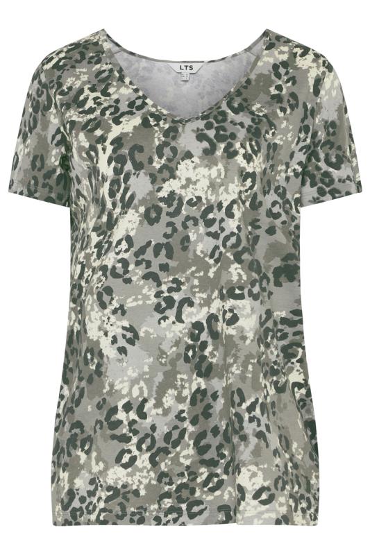 LTS Tall Grey Camo Leopard Print V-Neck Top | Long Tall Sally 5