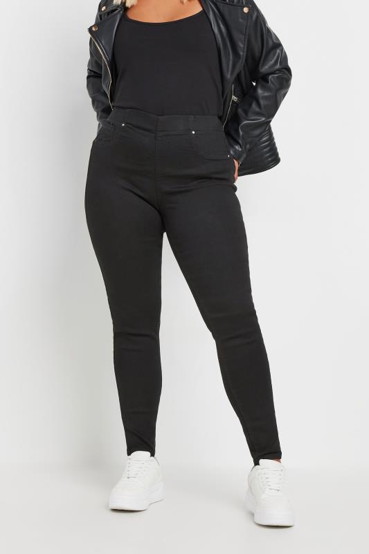 Plus Size Black Pull On JENNY Jeggings | Yours Clothing 4