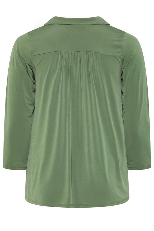 EVANS Plus Size Khaki Green Long Sleeve Blouse | Evans  6