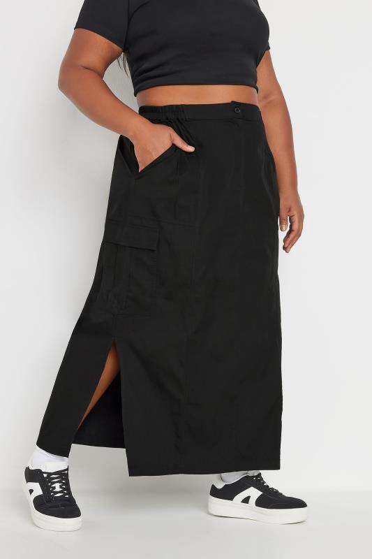 YOURS Plus Size Black Cargo Maxi Skirt | Yours Clothing  2