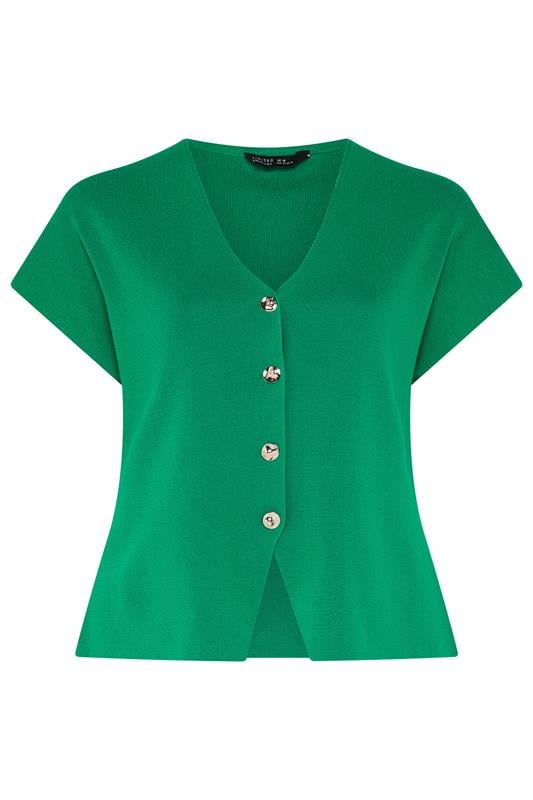 LIMITED COLLECTION Plus Size Green Short Sleeve Knitted Top | Yours Clothing 5