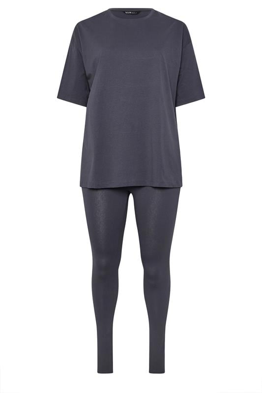 YOURS Plus Size Grey T-Shirt & Legging Set | Yours Clothing 5