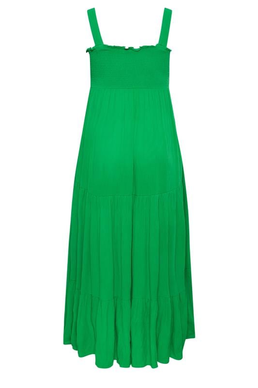 YOURS Plus Size Green Shirred Strappy Sundress | Yours Clothing  8