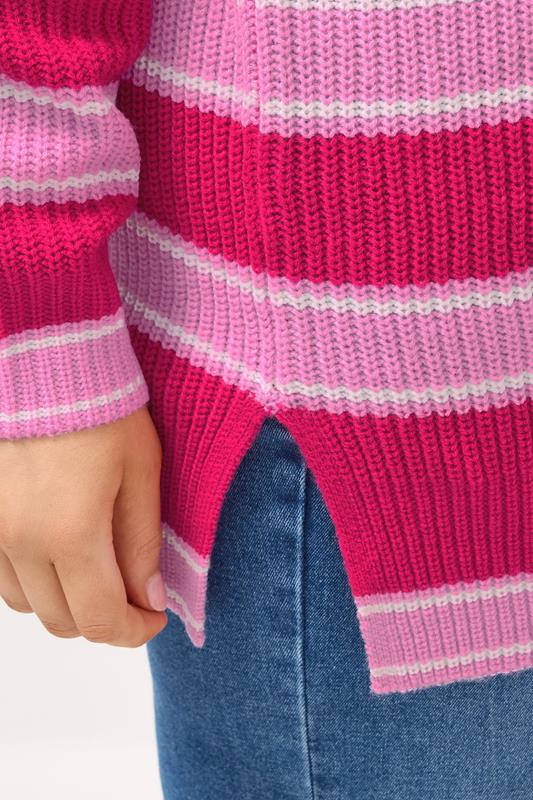 YOURS Plus Size Pink Stripe Drop Shoulder Jumper | Yours Clothing 4