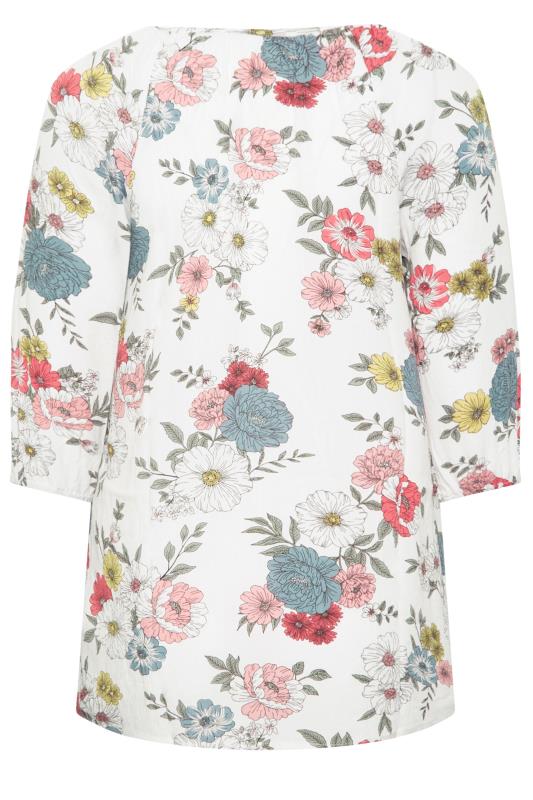 YOURS Plus Size White Floral Tie Front Top | Yours Clothing 7