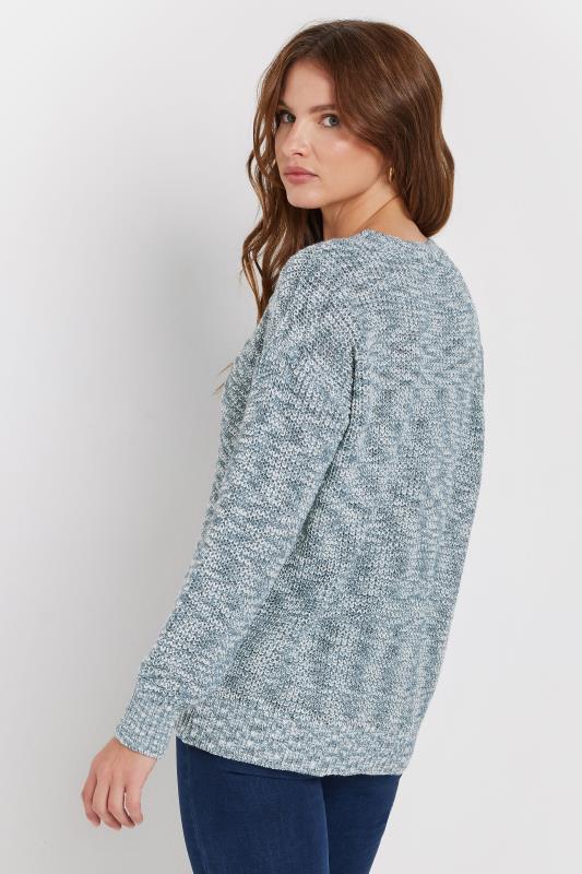 M&Co Blue & Cream Twisted Yarn Crew Neck Jumper | M&Co 3