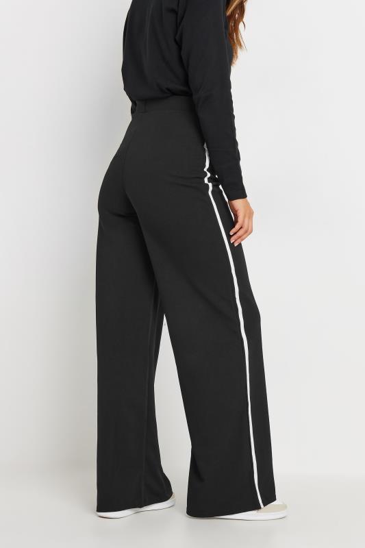 LTS Tall Womens Black & White Side Stripe Scuba Wide Leg Trousers | Long Tall Sally 3