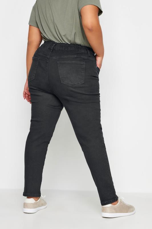 Plus Size Black Elasticated Stretch MOM Jeans | Yours Clothing 3