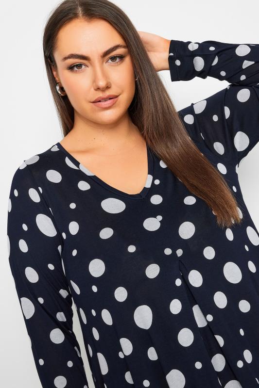 YOURS Plus Size Blue Polka Dot Print Mini Dress | Yours Clothing 4