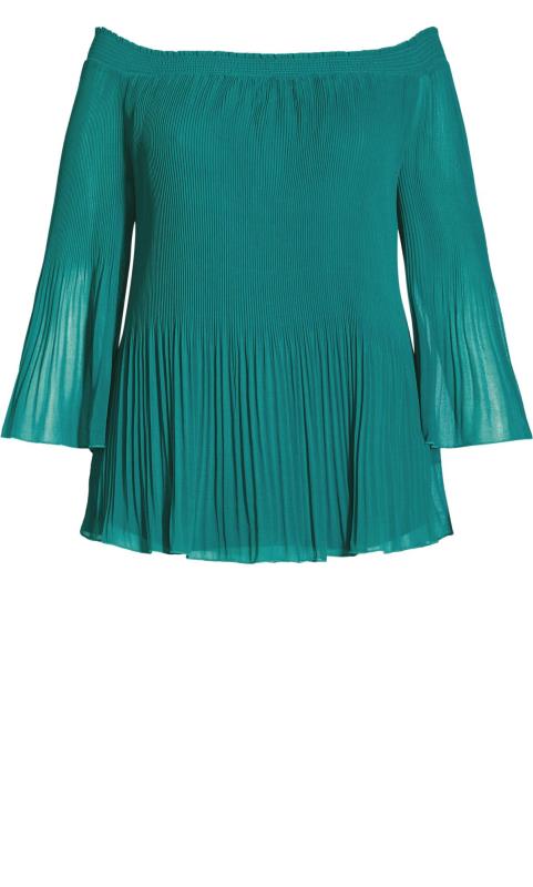 Pleated Off Shoulder Marine Blue Top 6