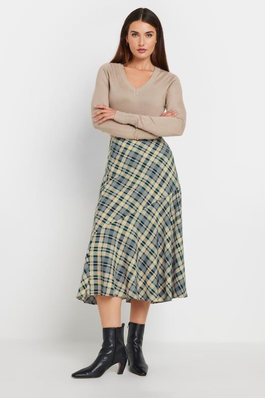 LTS Tall Blue Check Print Tiered Midaxi Skirt | Long Tall Sally 2