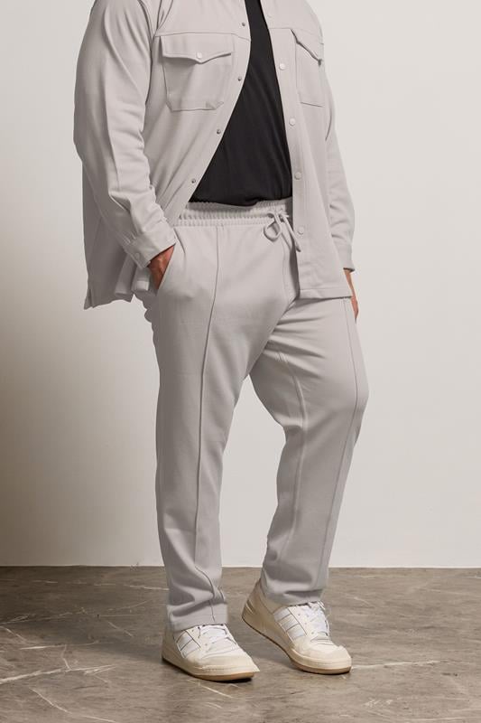 BadRhino Big & Tall Stone Grey Textured Jersey Joggers