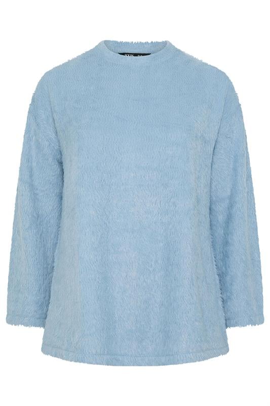 YOURS Plus Size Blue Fluffy Knit Jumper | Yours Clothing 5