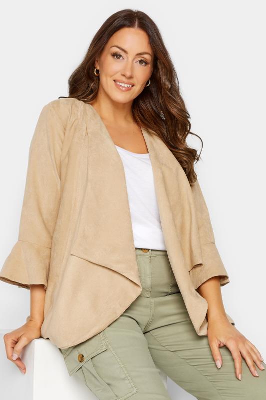 M&Co Beige Brown Suedette Waterfall Jacket | M&Co 4