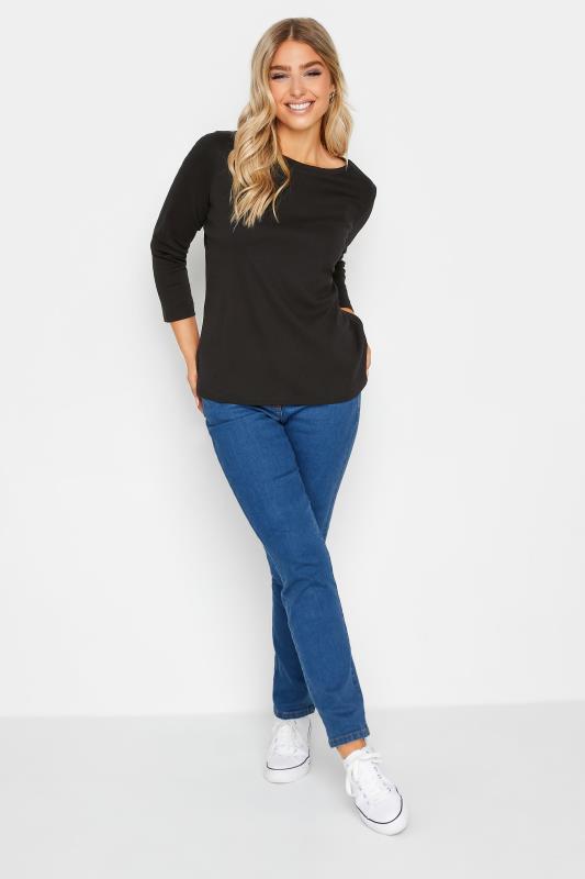 M&Co Black Long Sleeve Cotton Blend Top | M&Co  2