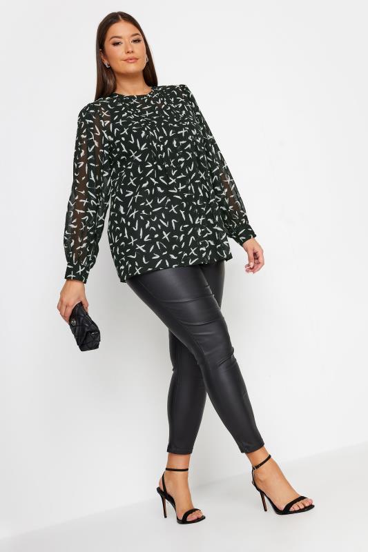 YOURS Plus Size Black Abstract Print Chiffon Blouse | Yours Clothing 2