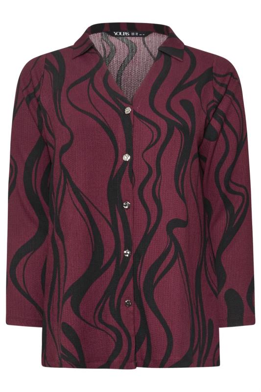 YOURS Plus Size Burgundy Red Swirl Print Textured Shirt | Yours Clothing  5