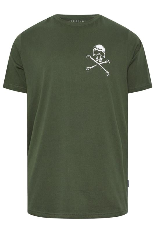  BadRhino Big & Tall Khaki Green Skull & Crossbones Graphic T-Shirt | BadRhino 7