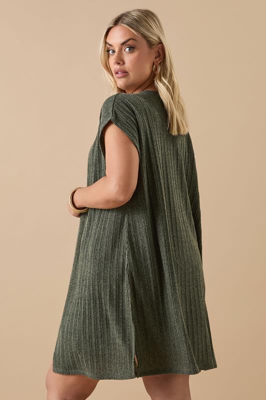YOURS Plus Size Khaki Green Ribbed Jersey Cardigan | Yours Clothing 3