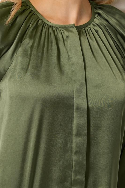 LTS Tall Women's Khaki Green Satin Button Top | Long Tall Sally 5