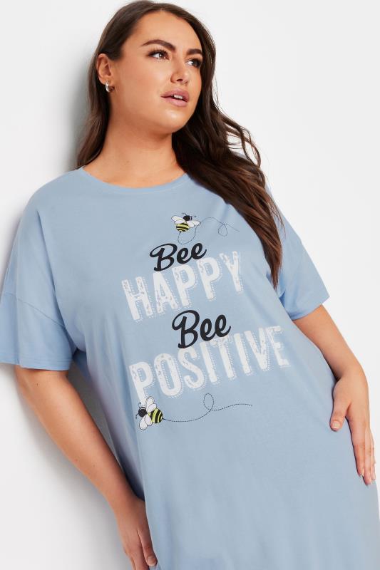 YOURS Plus Size 2 PACK Blue Bee Print Nightdresses | Yours Clothing 5