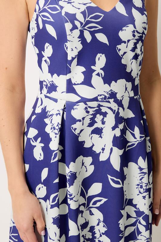 LTS Tall Women's Navy Blue Floral Pleated Midi Dress | Long Tall Sally 4