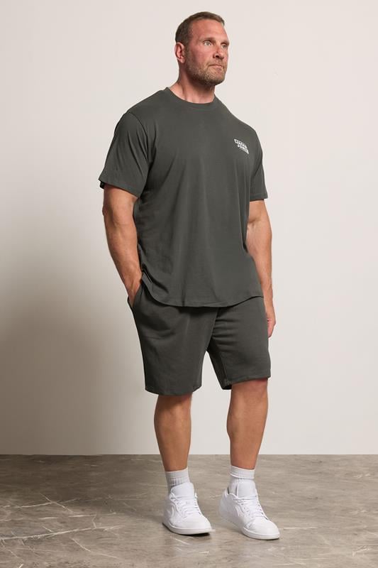 JACK & JONES Big & Tall Grey T-Shirt & Shorts Set | BadRhino 1
