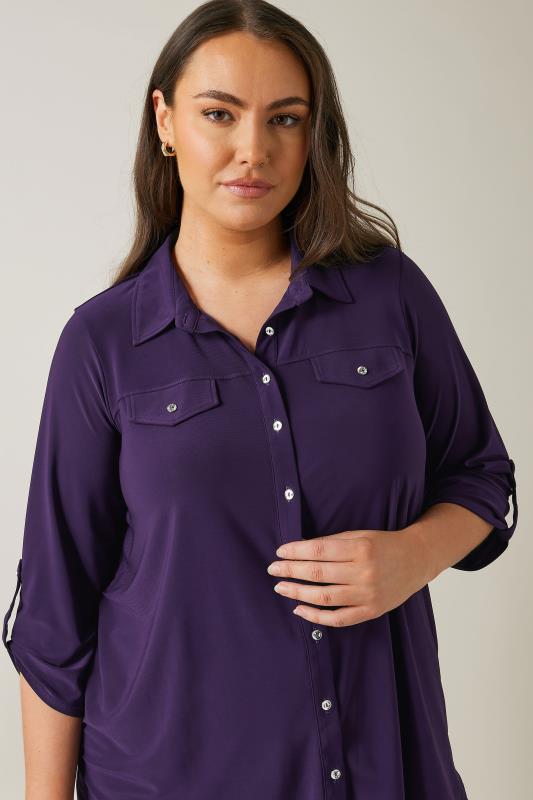 EVANS Plus Size Purple Tab Sleeve Blouse | Evans  4