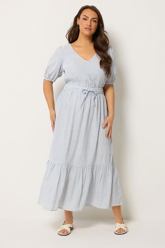 YOURS Plus Size Blue Stripe Maxi Dress | Yours Clothing 1