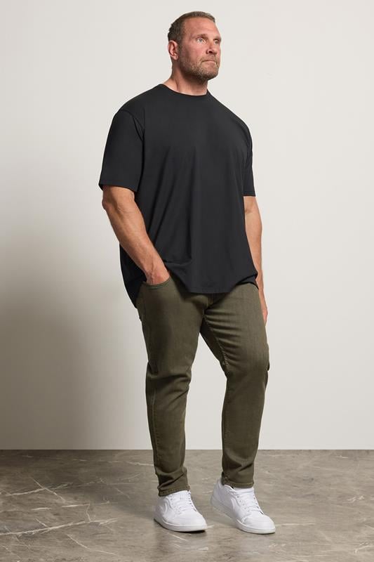 KAM Big & Tall Khaki Green Stretch Jeans