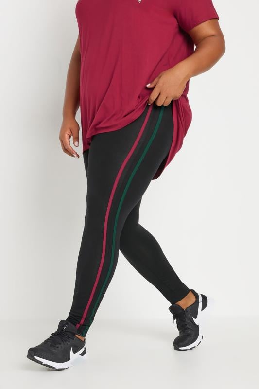 YOURS ACTIVE Plus Size Black Side Stripe Stretch Leggings | Yours Clothing 4