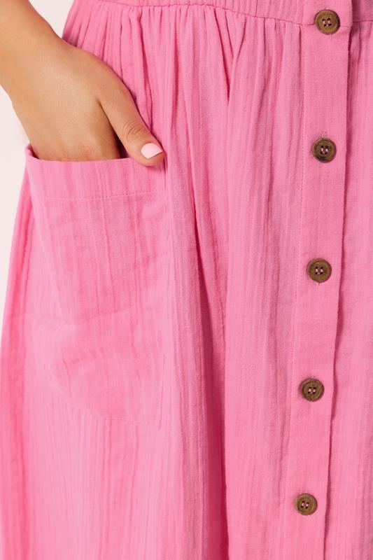 YOURS Plus Size Pink Cheesecloth Strappy Maxi Dress | Yours Clothing 4