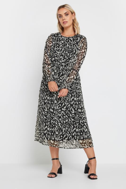 YOURS Plus Size Black Leopard Print Chiffon Midaxi Dress | Yours Clothing  3