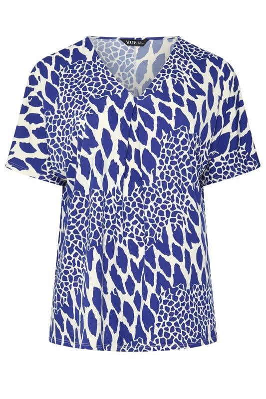 YOURS Plus Size Blue Abstract Pleat Front Top | Yours Clothing 1