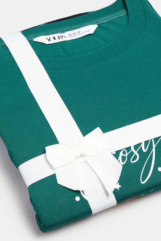 YOURS Plus Size Set Green 'Cosy Sleep Club' Woodland Pyjama Gift | Yours Clothing 7