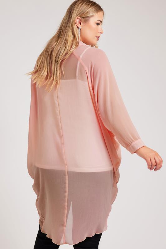 YOURS LONDON Plus Size Pink Longline Batwing Sleeve Shirt  | Yours Clothing 3