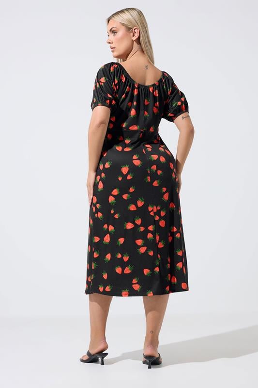 LIMITED COLLECTION Plus Size Black Strawberry Tea Dress | Yours Clothing 2