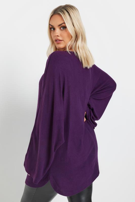 YOURS Plus Size Purple Soft Touch Batwing Sleeve Jumper | Yours Clothing 3