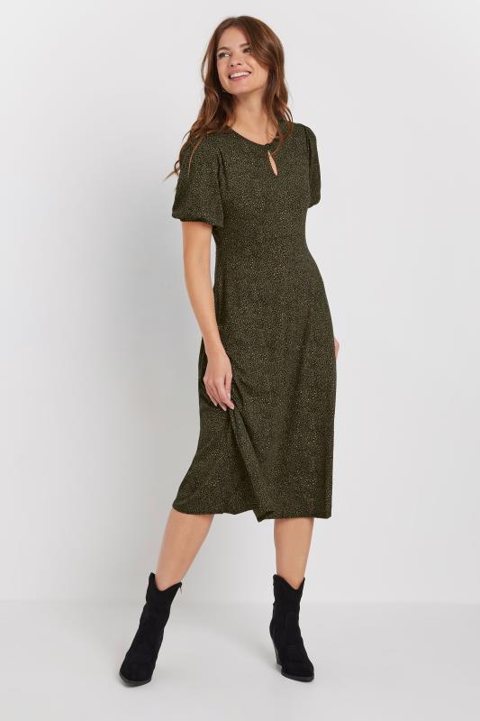 M&Co Khaki Green Animal Markings Keyhole Midi Dress | M&Co  1